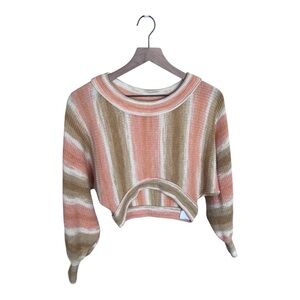 Urban Outfitters Cropped Knit Sweater - Peach & Cream XS